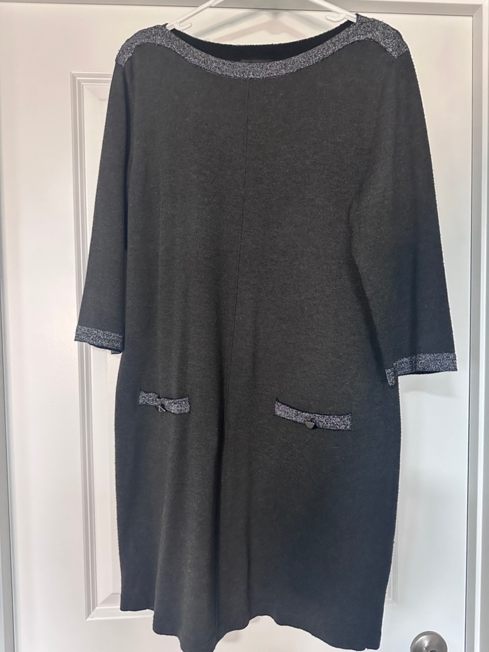 Alyx Black Midi Dress with Silver Trim